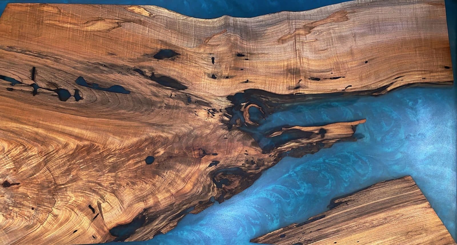 Blue epoxy river table